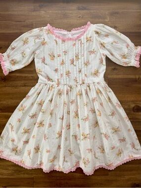 Well Dressed Wolf Girls White Pink Addie Floral Dress 6 Classic Summer Lace Boho